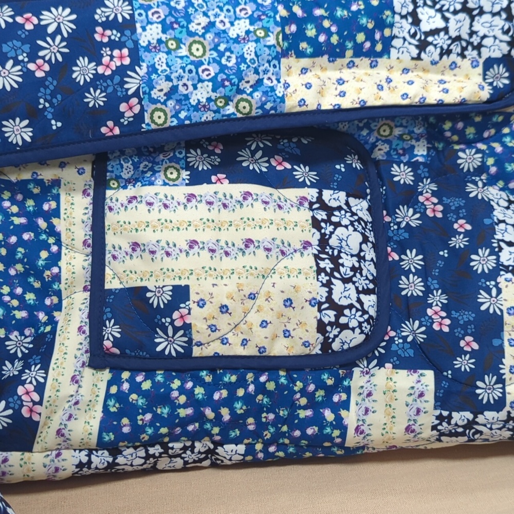 Floral Patchwork Quilted Lightweight Jacket Blue - image 5